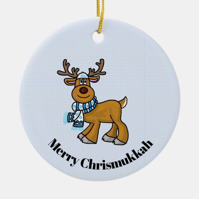 Reindeer Wearing Yarmulke Chrismukkah Ornament (Framsidan)