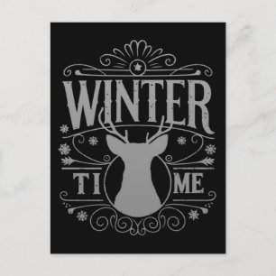 Reindeer Winter Time-julsäsong Grafik Vykort