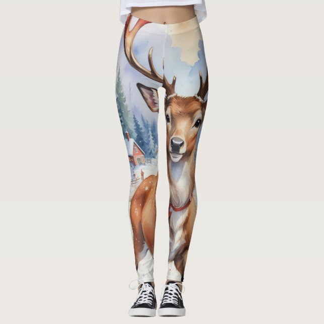 Reindeer Wonderland: Helgdag Bliss Leggings (Framsida)