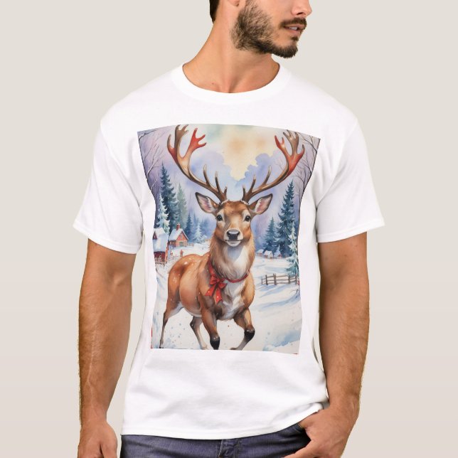 Reindeer Wonderland: Helgdag Bliss T Shirt (Framsida)
