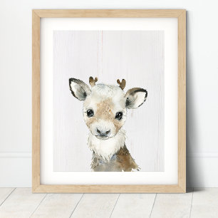 Reindeer Woodland Nursery Art Skriv ut Poster