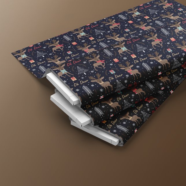 Reindeers Roligt Jul Sömlös Mönster Tyg (Skapare uppladdad)