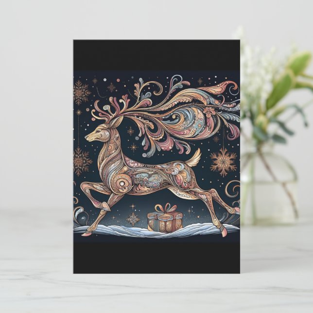 Reindeers serumgranat jul Hälsning Inbjudningar (Stående Fram)