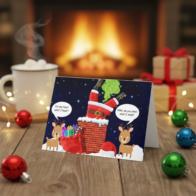 Reindeers smelly-julklusande Tecknad Helgkort (Santa really said ‘let it rip,’ and honestly? Respect. 💀💨🎄)