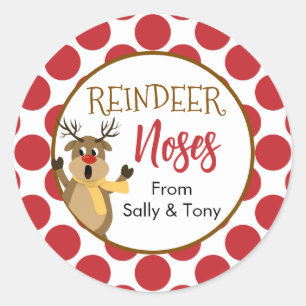 Reindees Noses Treat Bag Sticker - Kute jul Runt Klistermärke