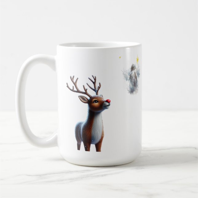Reindeir Tittar upp på Jesus julrenar Kaffemugg (Vänster)