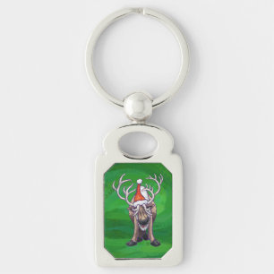 Reindejul på Grönten Rektangulärt Silverfärgad Nyckelring