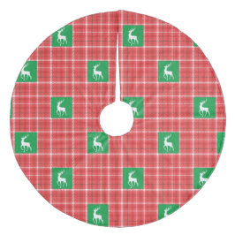 Reindejul Red Grönt White Twill Play Julgransmatta Fleece