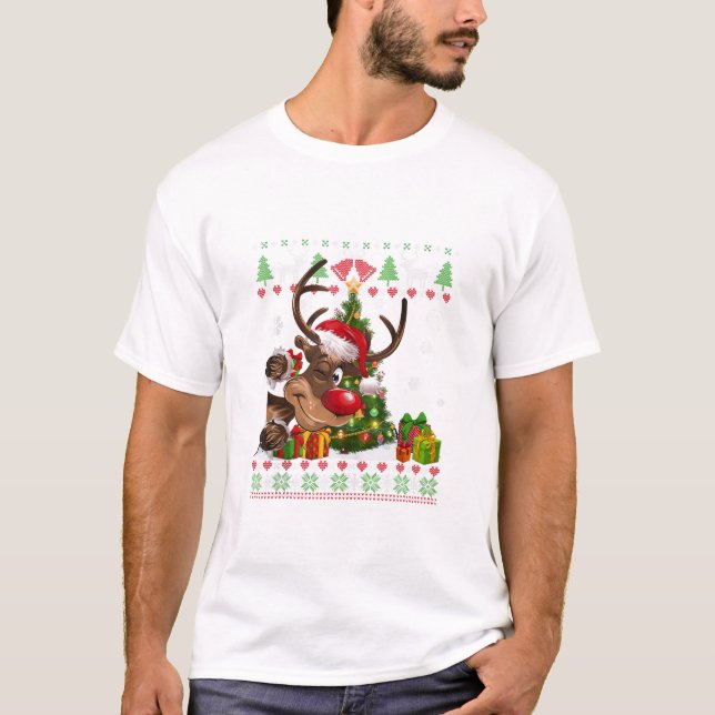 Reinder Hund älskare Santa T Shirt (Framsida)