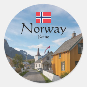 Reine Lofoten Souvenir Runt Klistermärke