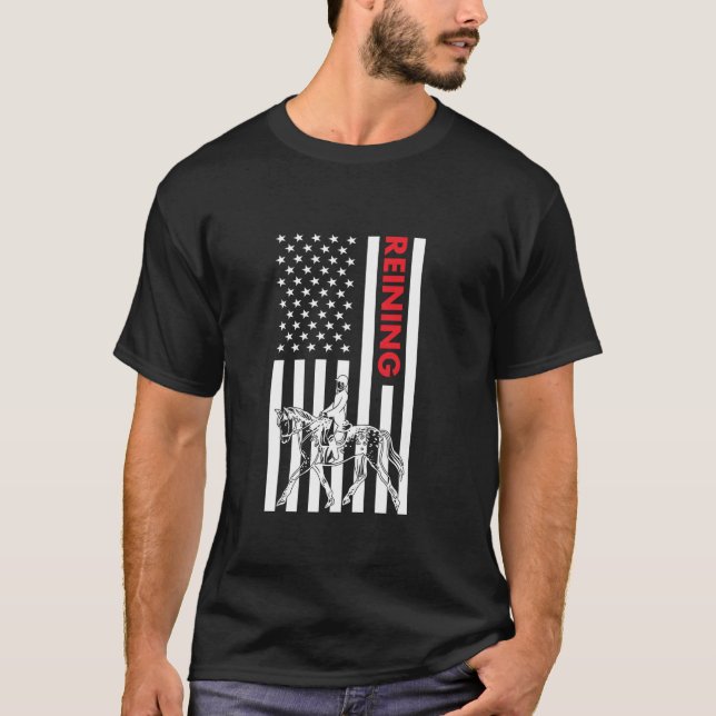 Reiner US Flagga Reining T Shirt (Framsida)