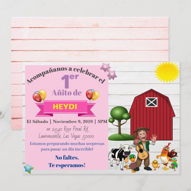 REINO INFANTIL INVITACION-SPANSKA INBJUDNINGAR (Fram/baksida)