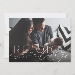Rejoice alltid religiösa-foto nyfödd bebis julkort