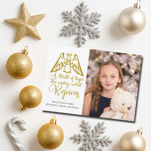 Rejoice Angel Elegant Guld-familjens fotojul Julkort
