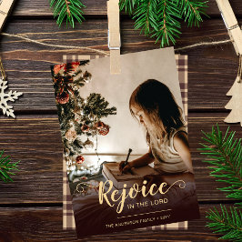 Rejoice Brown Play Rustic Religiösa jul Julkort