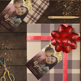 Rejoice Brown Rustic Religiösa jul Presentetikett