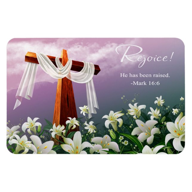 Rejoice. Christian Religiösa Påsk Gift Magnet (Horisontell)
