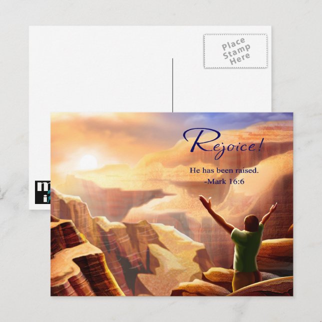 Rejoice. Christian Religiösa Påsk Helg Vykort (Fram/baksida)