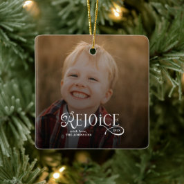 Rejoice Christian Religious Merry Christmas Photo  Julgransprydnad Keramik