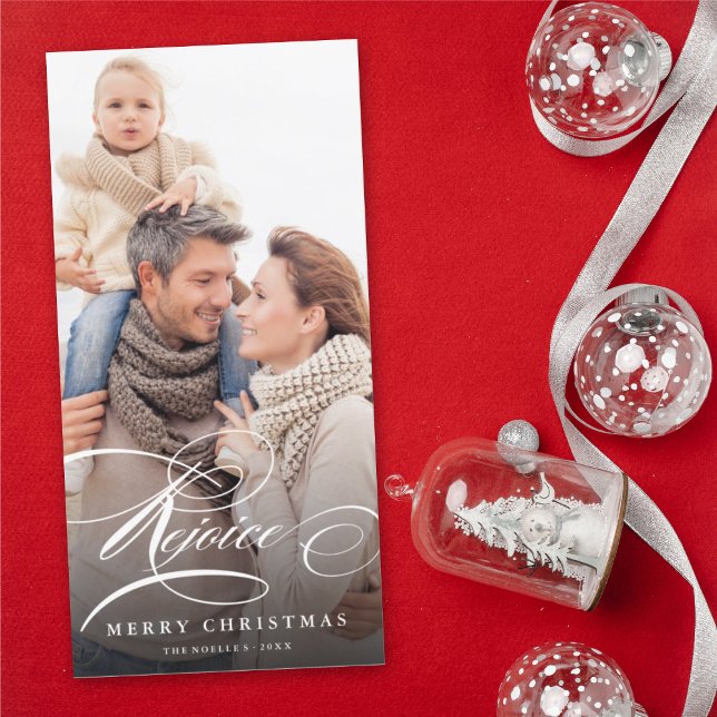 Rejoice Classic Script-Religiösa, julfoto Julkort (Skapare uppladdad)