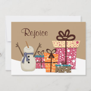 Rejoice - Cute Snögubbe med julklapp Julkort