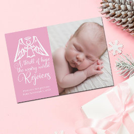 Rejoice Elegant Flicka Photo Rosa jul Julkort