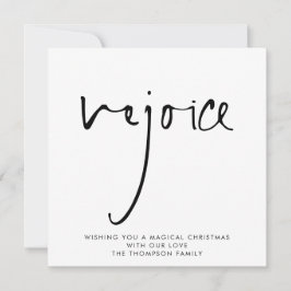 Rejoice Elegant Script Black White-jul Anteckningskort