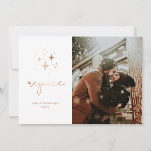 Rejoice. Guld religiösa Julskript, foto Hol Julkort