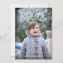 Rejoice Hand Lettered Stil Photo-julkort Julkort