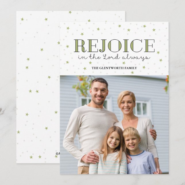Rejoice Helgdag jul - fotopatkort Julkort (Fram/baksida)