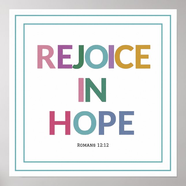 Rejoice In Hope Bible Verse Christian Minimalist Poster (Framsidan)