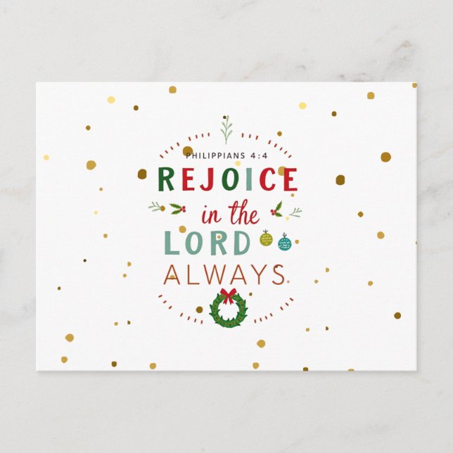 Rejoice in the Lord Alltid jul Postcard Vykort (Framsida)