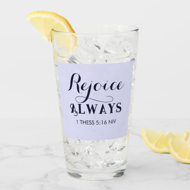 Rejoice in the Lord Bible Verse Christian Blue Glaskopp (Framsida Ice)