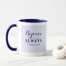 Rejoice in the Lord Bible Verse Christian Blue Mugg