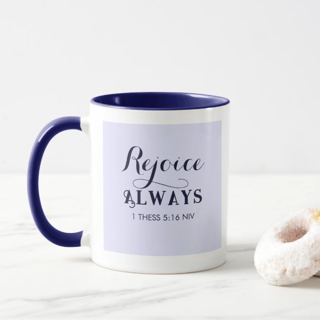 Rejoice in the Lord Bible Verse Christian Blue Mugg (Med munk)