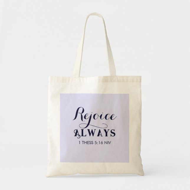 Rejoice in the Lord Bible Verse Christian Blue Tygkasse (Framsidan)