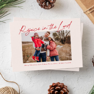 Rejoice in the Lord Handwrite jul Red Julkort