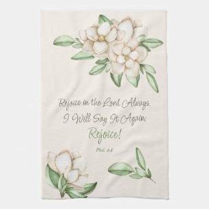 Rejoice in the Lord Inspirational Faith Scripture Kökshandduk