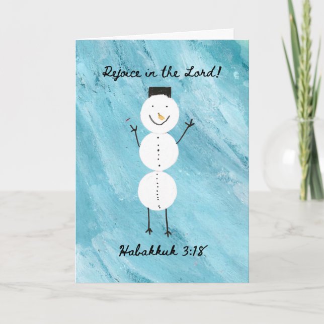 Rejoice in the Lord Snögubbe Helgdag Card Kort (Framsida)