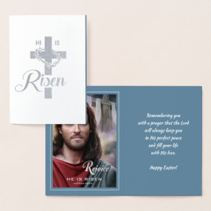 Rejoice. Jesus är Risen. Religiösa Påsk Folierat Kort