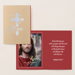 Rejoice. Jesus är Risen. Religiösa Påsk Folierat Kort