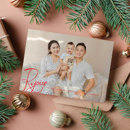 Rejoice jul Blessings Photo Card Red Helgdag Julkort