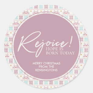 Rejoice jul Pastel Typography Snowflake Runt Klistermärke