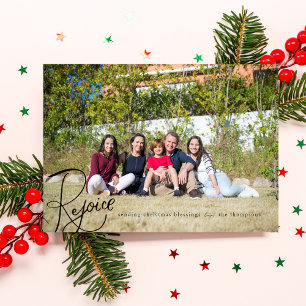 Rejoice jul Photo Card Minimal Black Helgdag Julkort