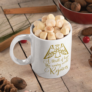 Rejoice jul Sång Lyrics Guld Angel Söt Kaffemugg