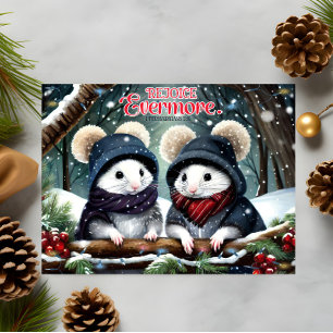 Rejoice KJV Bible Cute jul Mice Christian Julkort