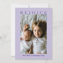 Rejoice Lila Lavender Anpassningsbar Photo Julkort