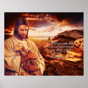 Rejoice med mig. Luke 15:6 Skriv ut Poster
