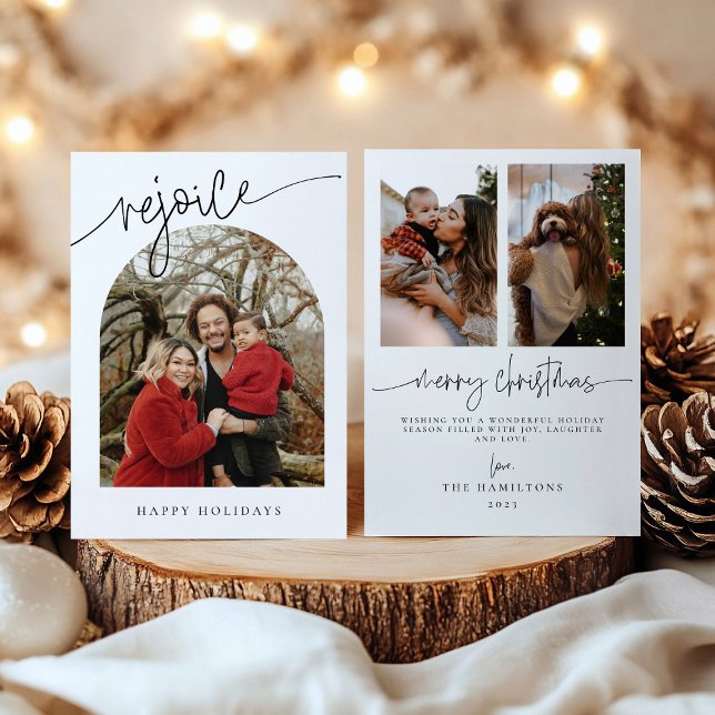 Rejoice Minimalist-Helgdag julkort för familjen (Skapare uppladdad)