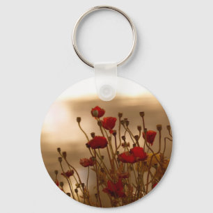 REJOICE Red Poppies Blommigt Design Nyckelring